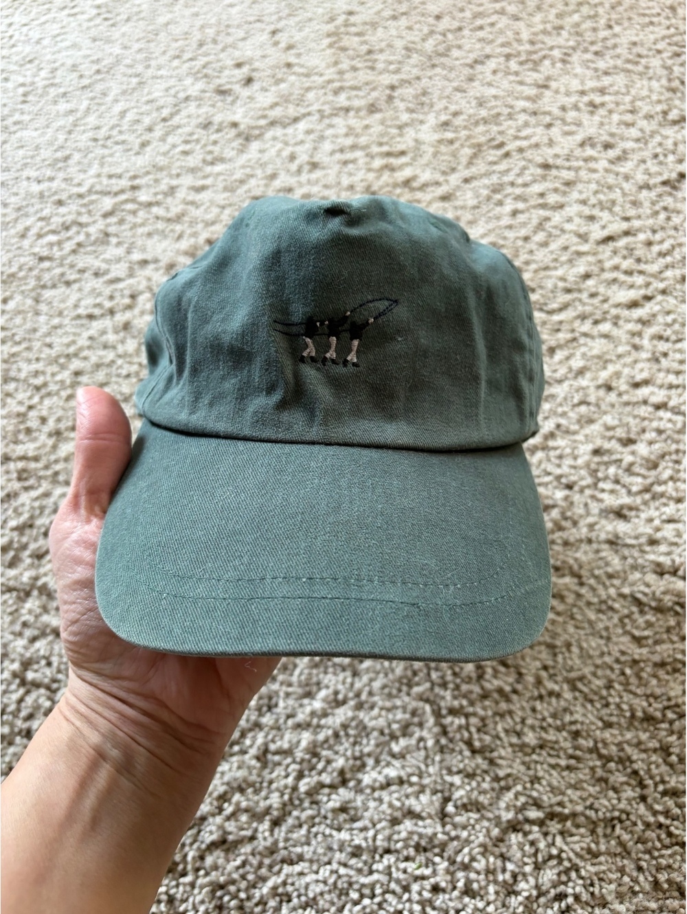HEMA Takkie Dog Embroidered Baseball Cap Sage Green 100% Cotton One Size KA7-052